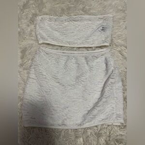white skirt and tube top set